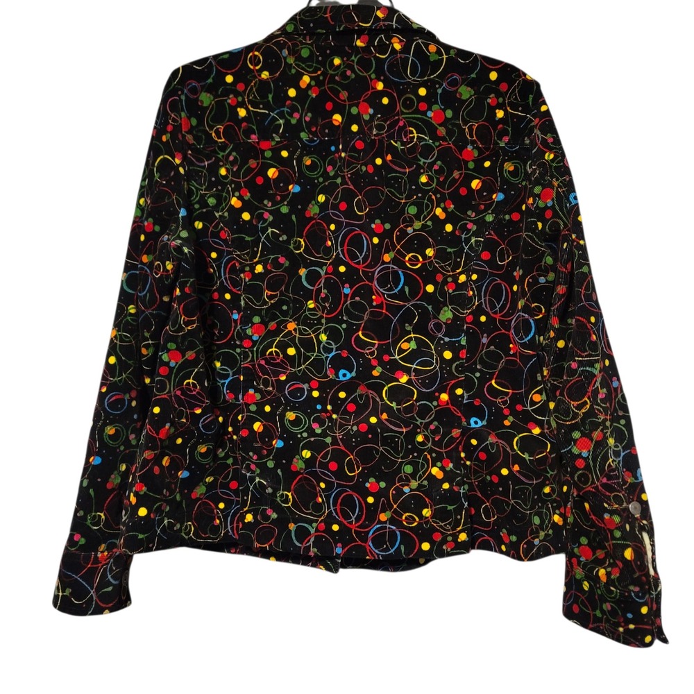 Christopher & Banks Vintage Corduroy Jacket XL Black Multi Confetti Swirl Print - Picture 3 of 5